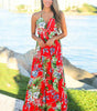 Robe Maxi Imprimé Tropical Décolleté en V pour Femmes