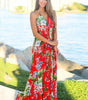 Robe Maxi Imprimé Tropical Décolleté en V pour Femmes