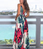 Robe Maxi Imprimé Tropical Décolleté en V pour Femmes