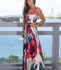 Robe Maxi Imprimé Tropical Décolleté en V pour Femmes