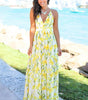 Robe Maxi Imprimé Tropical Décolleté en V pour Femmes