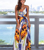 Robe Maxi Imprimé Tropical Décolleté en V pour Femmes