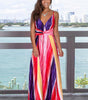 Robe Maxi Imprimé Tropical Décolleté en V pour Femmes