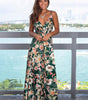 Robe Maxi Imprimé Tropical Décolleté en V pour Femmes