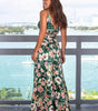 Robe Maxi Imprimé Tropical Décolleté en V pour Femmes