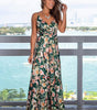 Robe Maxi Imprimé Tropical Décolleté en V pour Femmes