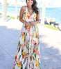 Robe Maxi Imprimé Tropical Décolleté en V pour Femmes