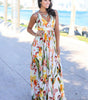 Robe Maxi Imprimé Tropical Décolleté en V pour Femmes