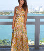 Robe Maxi Imprimé Tropical Décolleté en V pour Femmes