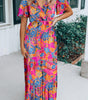 Robe Maxi Décolleté en V Imprimé Floral pour Femmes