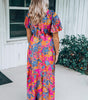 Robe Maxi Décolleté en V Imprimé Floral pour Femmes