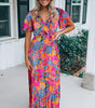 Robe Maxi Décolleté en V Imprimé Floral pour Femmes