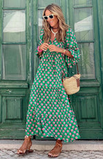 Robe Maxi Décolleté en V Imprimé Floral pour Femmes