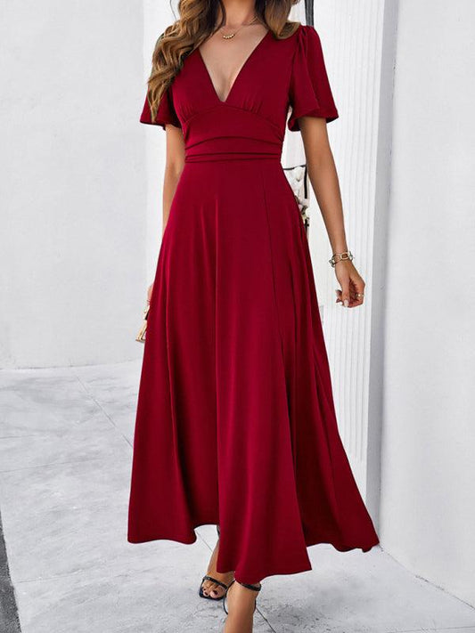 Robe Maxi Décolleté en V pour Femmes
