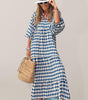 Robe Maxi Décolleté en V Motif Géométrique pour Femmes