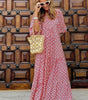 Robe Maxi Décolleté en V Motif Géométrique pour Femmes