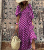 Robe Maxi Décolleté en V Motif Géométrique pour Femmes