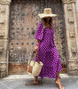 Robe Maxi Décolleté en V Motif Géométrique pour Femmes