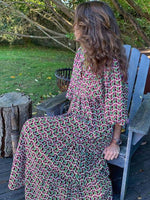 Robe Maxi Décolleté en V Motif Géométrique pour Femmes
