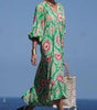 Robe Maxi Décolleté en V Motif Géométrique pour Femmes