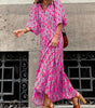 Robe Maxi Décolleté en V Motif Géométrique pour Femmes