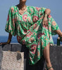 Robe Maxi Décolleté en V Motif Géométrique pour Femmes