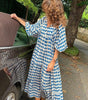 Robe Maxi Décolleté en V Motif Géométrique pour Femmes