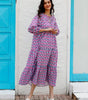 Robe Maxi Décolleté en V Motif Géométrique pour Femmes