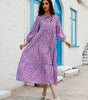 Robe Maxi Décolleté en V Motif Géométrique pour Femmes