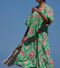 Robe Maxi Décolleté en V Motif Géométrique pour Femmes