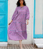 Robe Maxi Décolleté en V Motif Géométrique pour Femmes