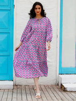 Robe Maxi Décolleté en V Motif Géométrique pour Femmes