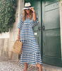 Robe Maxi Décolleté en V Motif Géométrique pour Femmes