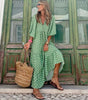 Robe Maxi Décolleté en V Motif Géométrique pour Femmes