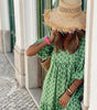 Robe Maxi Décolleté en V Motif Géométrique pour Femmes