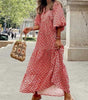Robe Maxi Décolleté en V Motif Géométrique pour Femmes