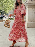 Robe Maxi Décolleté en V Motif Géométrique pour Femmes