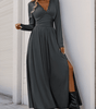 Maxi Robe Décolleté en V avec Détails en Dentelle pour Femmes