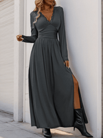 Maxi Robe Décolleté en V avec Détails en Dentelle pour Femmes