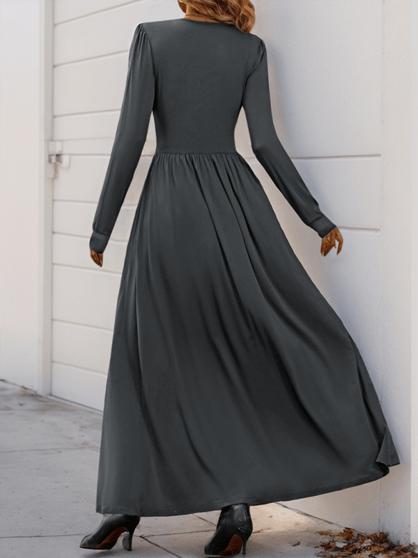 Maxi Robe Décolleté en V avec Détails en Dentelle pour Femmes
