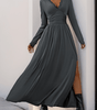 Maxi Robe Décolleté en V avec Détails en Dentelle pour Femmes