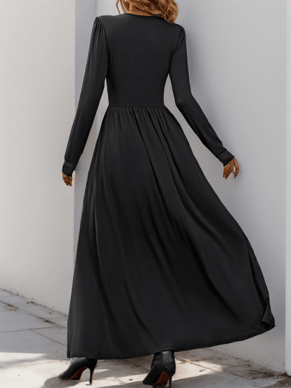 Maxi Robe Décolleté en V avec Détails en Dentelle pour Femmes