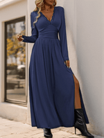 Maxi Robe Décolleté en V avec Détails en Dentelle pour Femmes