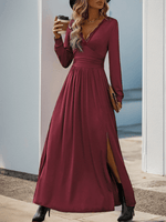 Maxi Robe Décolleté en V avec Détails en Dentelle pour Femmes