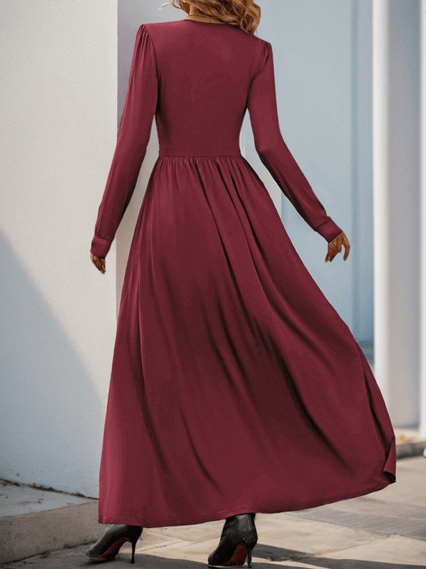 Maxi Robe Décolleté en V avec Détails en Dentelle pour Femmes