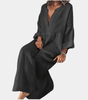 Robe Maxi Décolleté en V et Manches Longues pour Femmes