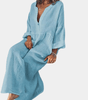 Robe Maxi Décolleté en V et Manches Longues pour Femmes