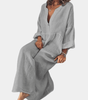Robe Maxi Décolleté en V et Manches Longues pour Femmes