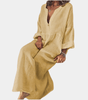 Robe Maxi Décolleté en V et Manches Longues pour Femmes