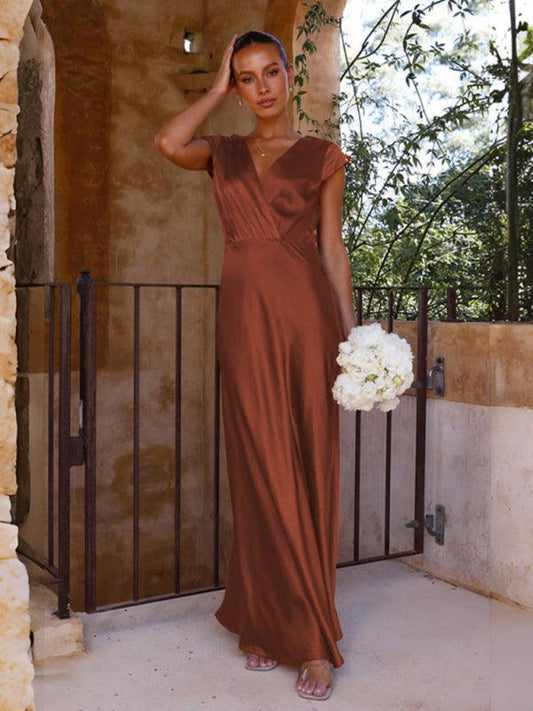Robe Maxi Décolleté en V pour Femmes